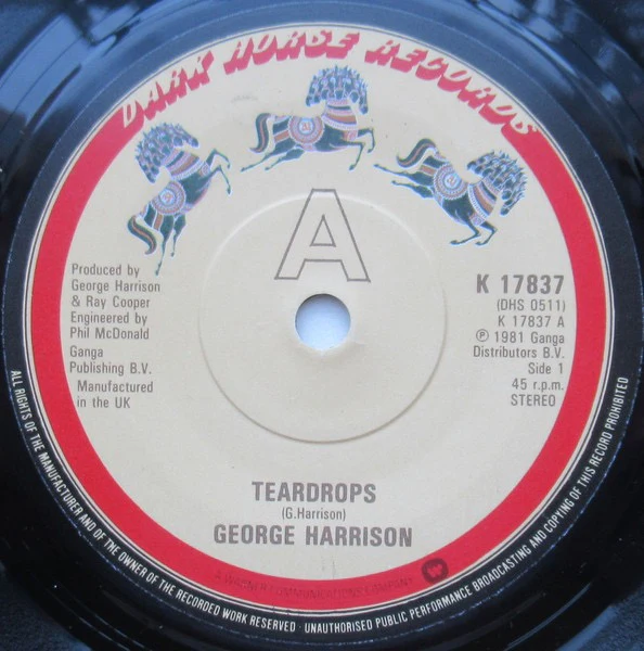 GEORGE HARRISON, Teardrops / Save The World (Dark Horse Records; K17837, UK 1981, Picture Sleeve) 7" VG+/VG - Image 3