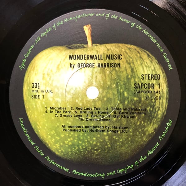 GEORGE HARRISON, Wonderwall Music (Apple Records; SAPCOR 1, UK 1969 Reissue, Laminated Sleeve, Insert, Upside Down Back Cover, STAP1 Matrix Crossed Out In Run Out Groove) LP VG+/VG - Image 3
