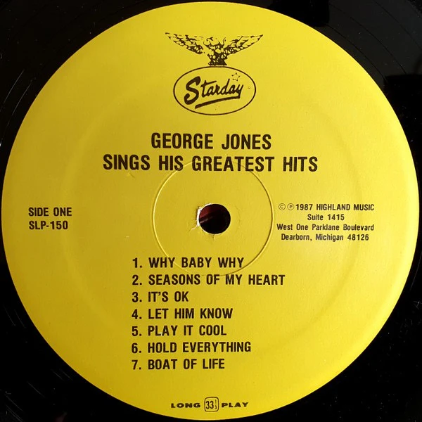 GEORGE JONES, George Jones Sings His Greatest Hits (Starday Records; SLP 150, US 1987 Reissue) LP VG/VG - Image 3