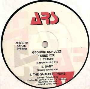 GEORGIO SCHULTZ, I Need You (ARS Productions; ARS 3770, Belgium 1993) 12" VG/VG - Image 3