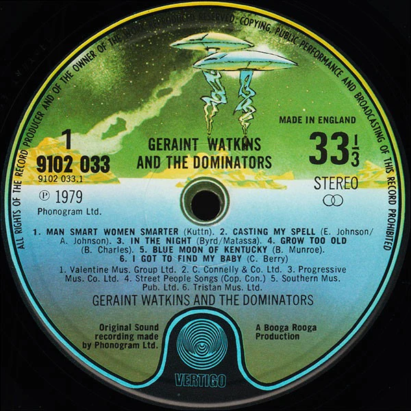 GERAINT WATKINS & THE DOMINATORS, Geraint Watkins & The Dominators (Vertigo; 9102 033, UK 1979), SALE - Up to 50% Off the Original Price  LP VG+/EX - Image 3