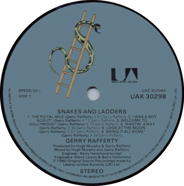 GERRY RAFFERTY, Snakes And Ladders (United Artists Records; UAK30298, UK 1980, Inner) LP VG+/VG+ - Image 3