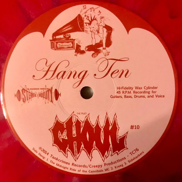 GHOUL, Hang Ten (Tankcrimes; TC76, US 2014, Stickered Plastic Sleeve, Limited To 300 On Pink/Red Splatter Vinyl) 10" VG+/VG+ - Image 3