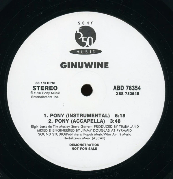 GINUWINE, Pony (550 Music ; ABD 78354, US 1996, Demonstration Copy) 12" /VG - Image 2