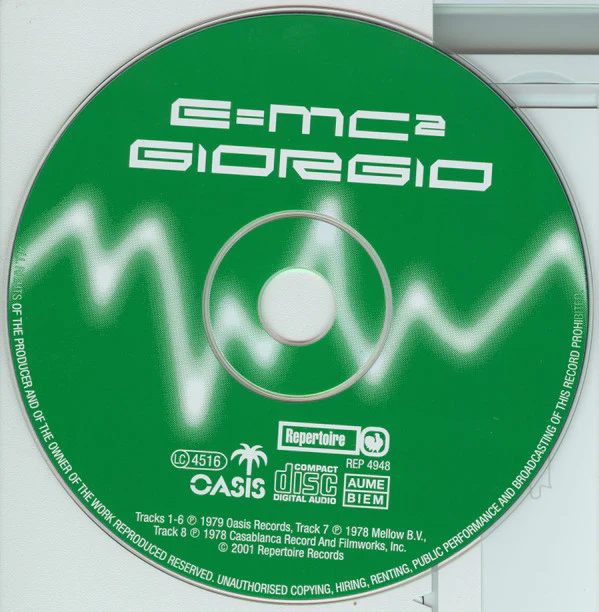 GIORGIO MORODER, E=MC  (Repertoire Records ; REP 4948, Germany 2001, Jewel Case) CD VG+/VG+ - Image 3