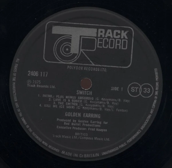GOLDEN EARRING, Switch (Track Record; 2406 117, UK 1975, Insert) LP VG/VG - Image 3