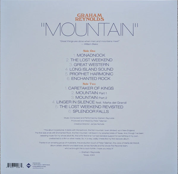 GRAHAM REYNOLDS, Mountain (Fire Records; FIRELP783, UK 2025, Die Cut Sleeve), SALE - Up to 50% Off the Original Price LP VG+/EX - Image 2