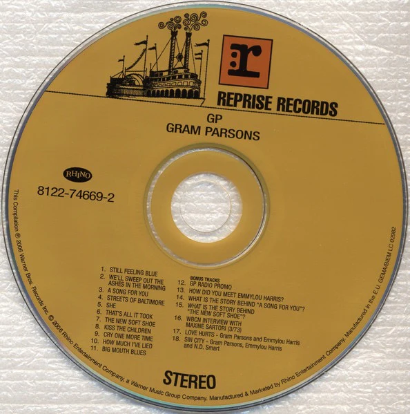 GRAM PARSONS, The Complete Reprise Sessions (Rhino Records; 8122-74669-2, Europe 2006, Box Set, Booklet & Insert) 3xCD VG+/VG+ - Image 3