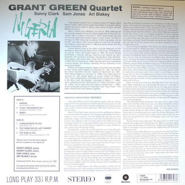 GRANT GREEN, Nigeria (Wax Time; LP772001, Europe 2000s Reissue) LP NEW/NEW - Image 2