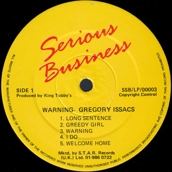 GREGORY ISAACS, Warning (Serious Business; SSB/LP/00003, UK 1990) LP VG+/VG+ - Image 3