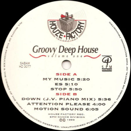 GROOVY DEEP HOUSE, Volume One (Houze Factory ; HZ 0077, Belgium 1993, Die Cut Company Sleeve) 12" VG/VG