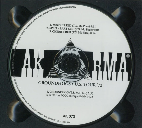 GROUNDHOGS, U.S. Tour '72 (Akarma; AK 073, Italy 1999, Digipak) CD VG+/VG+ - Image 3