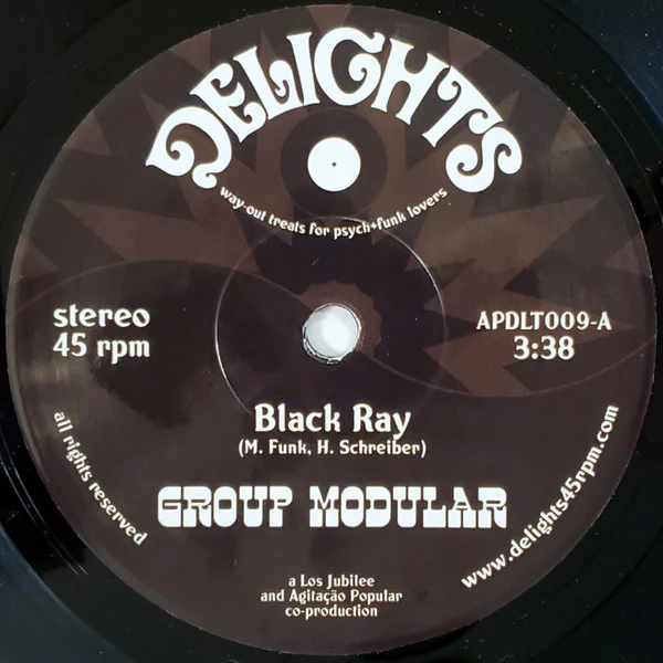 GROUP MODULAR, Black Ray / Acid Wheels (Delights; APDLT009, Israel 2018, Plain Sleeve, Sticker, Solid Centre) 7" /EX