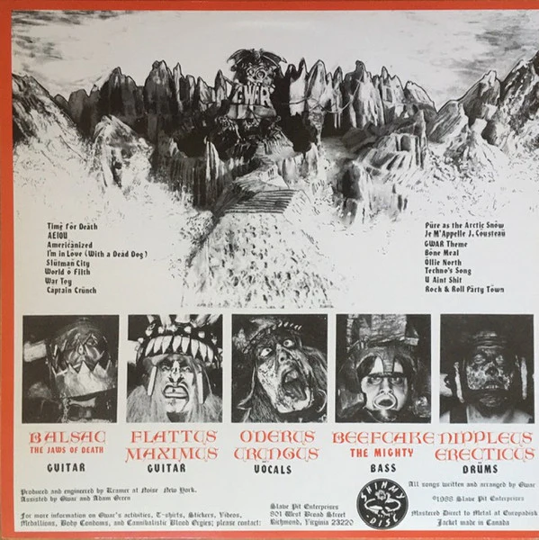 GWAR, Hell-O! (Shimmy Disc; SHIMMY 010, US 1988, Lyric Sheet Insert, Blue Labels. No Cartoon Insert.), SALE - Up to 50% Off the Original Price  LP VG/VG - Image 2