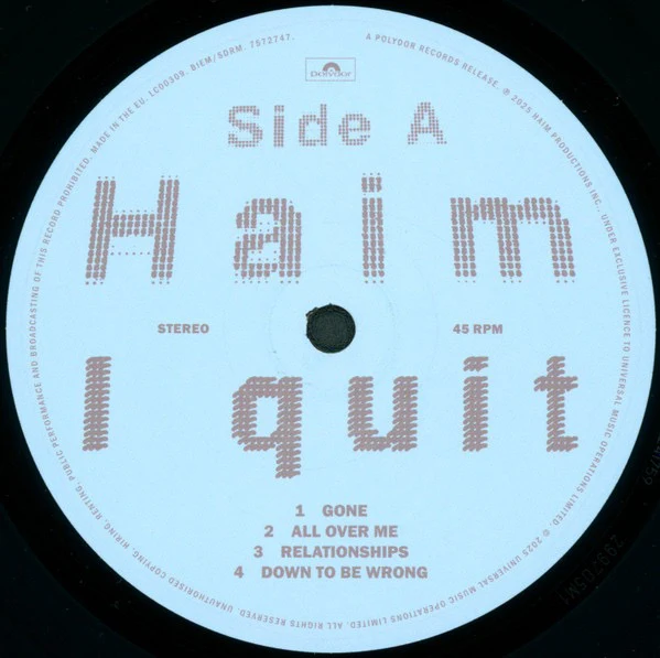 HAIM, I Quit (Polydor; 7572738, Europe 2025, Gatefold, 2 Inners & Insert), SALE - Up to 50% Off the Original Price  LP NEW/NEW - Image 3