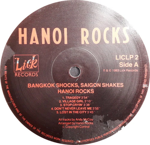 HANOI ROCKS, Bangkok Shocks, Saigon Shakes, Hanoi Rocks (Lick Records; LICLP 2, UK 1983) LP VG/VG - Image 3