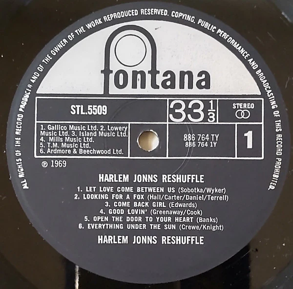 HARLEM JONNS RESHUFFLE, Harlem Jonns Reshuffle (Fontana; STL 5509, UK 1969) LP VG/VG - Image 3