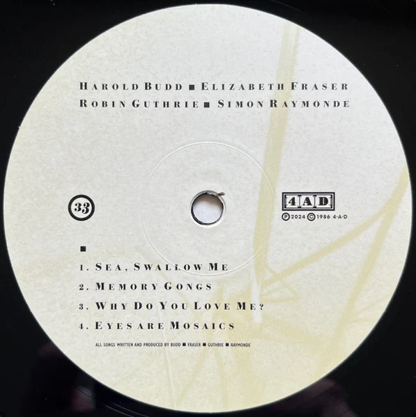 HAROLD BUDD, ELIZABETH FRASER, ROBIN GUTHRIE, SIMON RAYMONDE, The Moon And The Melodies (4AD; 4AD0642LP, Worldwide 2024 Reissue, Inner, Cocteau Twins) LP NEW/NEW - Image 3