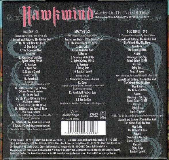 HAWKWIND, Warrior On The Edge Of Time (Atomhenge; ATOMCD 31037, UK 2013, Box Set, Booklet, 2x CD + DVD. hype sticker) 3xCD M/M - Image 2