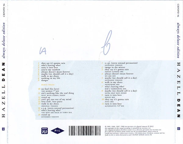 HAZELL DEAN, Always (Cherry Pop; CRPOPD 96, Europe 2012 Reissue, Double CD Case) 2xCD VG/VG+ - Image 2