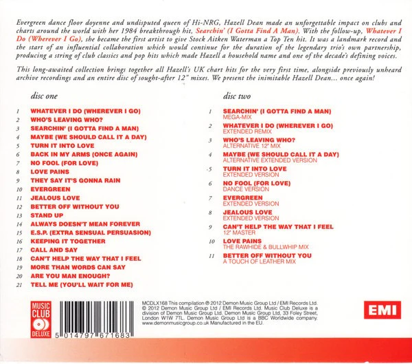 HAZELL DEAN, Evergreen - The Very Best Of (Music Club Deluxe; MCDLX168, UK 2012, Card Slipcase with Jewel Case inside) 2xCD M/M - Image 2