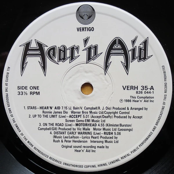 HEAR'N AID, Hear'n Aid (Vertigo ; VERH 35, UK 1986, Promo Stamped, Inner) LP VG/VG - Image 3