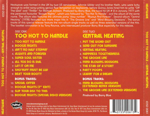 HEATWAVE, Too Hot To Handle + Central Heating (Edsel Records; EDSD 2081, Europe 2010) 2xCD EX/EX - Image 2