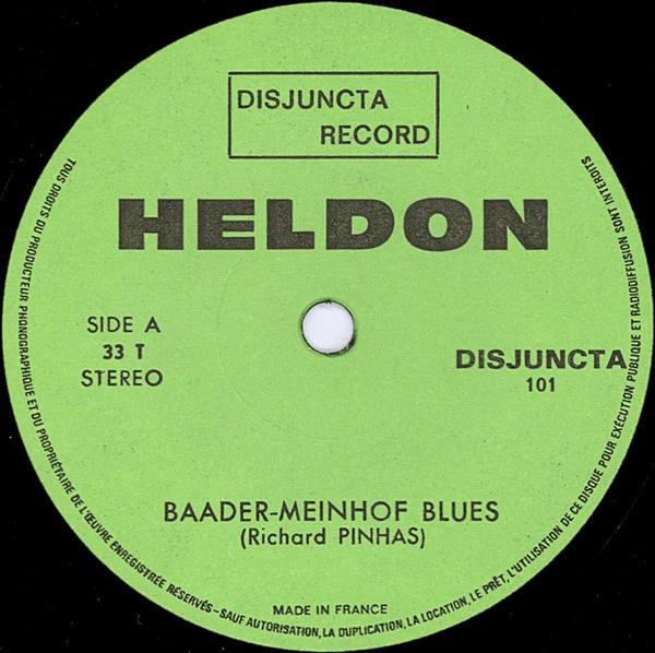 HELDON, Baader-Meinhof Blues / O.D.B. (Disjuncta ; 101, France 1975, Picture Sleeve) 7" VG+/VG+ - Image 3