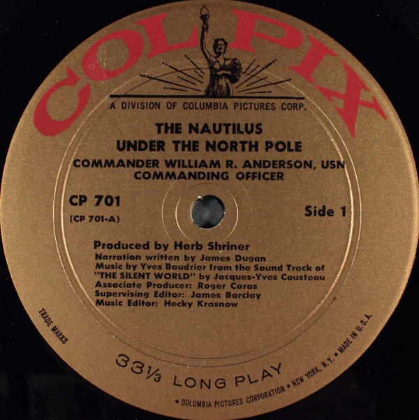 HERB SHRINER, Nautilus: Actual Sounds & Voices Recorded During Its Historic Voyage Under The North Pole (Colpix Records ; CP 701, US 1958, Gatefold, Stapled In Booklet) LP G+/VG - Image 3