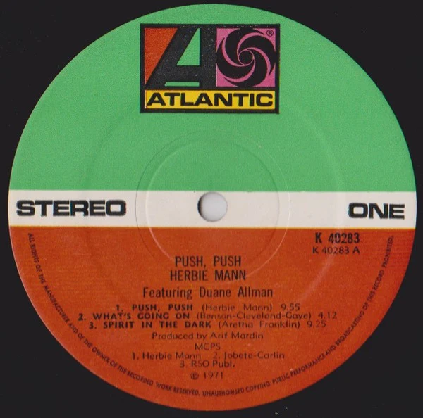 HERBIE MANN, Push Push (Atlantic; K 40283, UK 1972 Reissue, Insert) LP VG/VG - Image 3