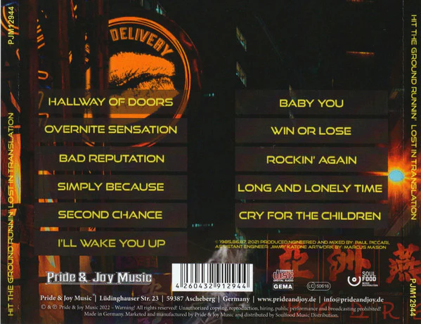 HIT THE GROUND RUNNIN', Lost In Translation (Pride & Joy Music; PJM12944, Germany 2022, Jewel Case) CD NEW/NEW - Image 2