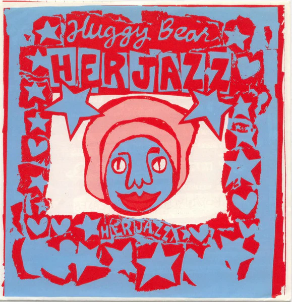 HUGGY BEAR, Her Jazz (Wiiija Records; TROUBLE 001, UK 1993, Fold Out Sleeve, White Die Cut Inner) 7" EP EX/EX
