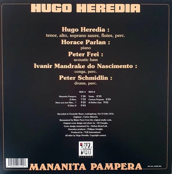 HUGO HEREDIA, Mananita Pampera (Jazz Room Records; JAZZR 002, UK 2019 Reissue) LP EX/EX - Image 2