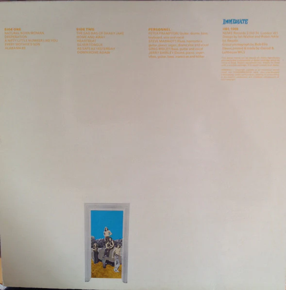 HUMBLE PIE, Back Home Again (Immediate White; IML 1005, UK 1976, Laminated Sleeve) LP VG+/VG+ - Image 2