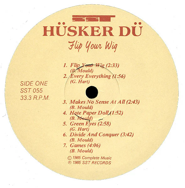 HUSKER DU, Flip Your Wig (SST Cream and Purple Label; SST055, UK 1985, Inner, No Barcode, Distributed By Pinnacle) LP VG/VG+ - Image 3