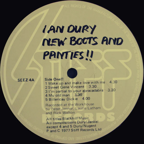 IAN DURY, New Boots And Panties!! (Stiff Records; SEEZ 4, UK 1978 Reissue, Single Sleeve, Inner, STRAWBERRY Runouts) LP VG/VG - Image 3