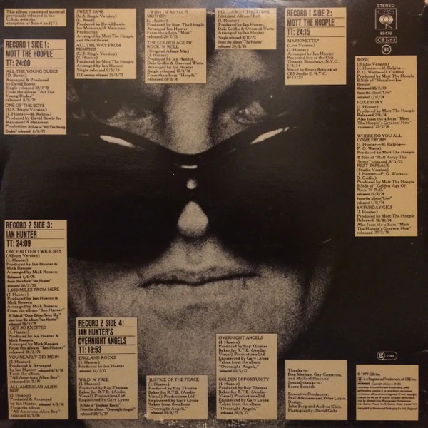 IAN HUNTER & MOTT THE HOOPLE, Shades of Ian Hunter (CBS; 88476, UK 1979, Gatefold), SALE - Up to 50% Off the Original Price  2xLP VG/VG+ - Image 2