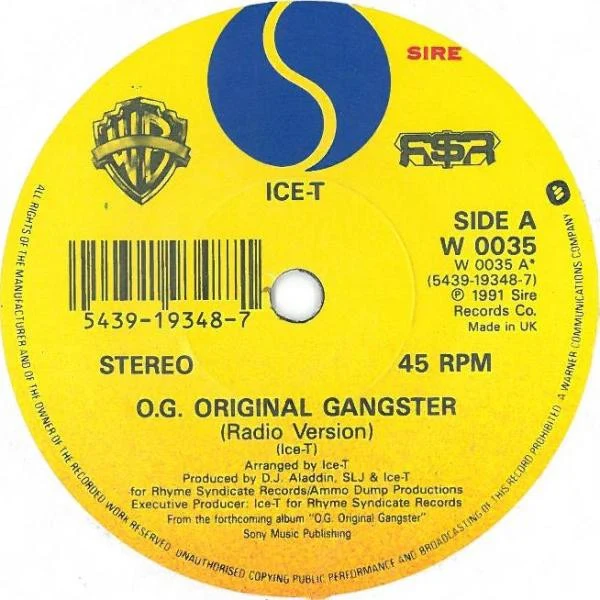 ICE-T, O.G. Original Gangster (Sire; W0035, UK 1991, Picture Sleeve) 7" G+/VG+ - Image 3