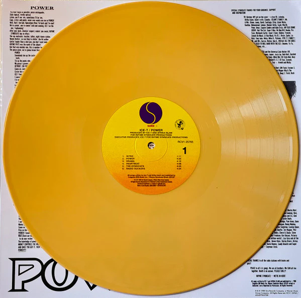 ICE-T, Power (Sire; RCV1 25765, Europe 2023 Reissue, Inner, Gold Vinyl) LP VG+/EX - Image 3