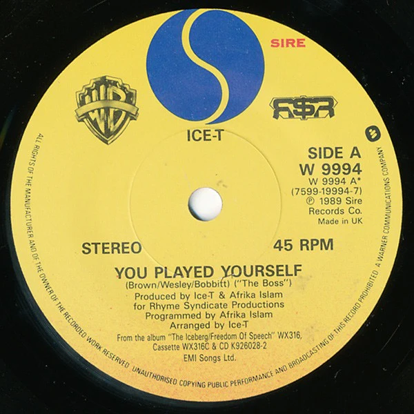 ICE-T, You Played Yourself (Sire; W 9994, UK 1990, Picture Sleeve) 7" VG/VG - Image 3