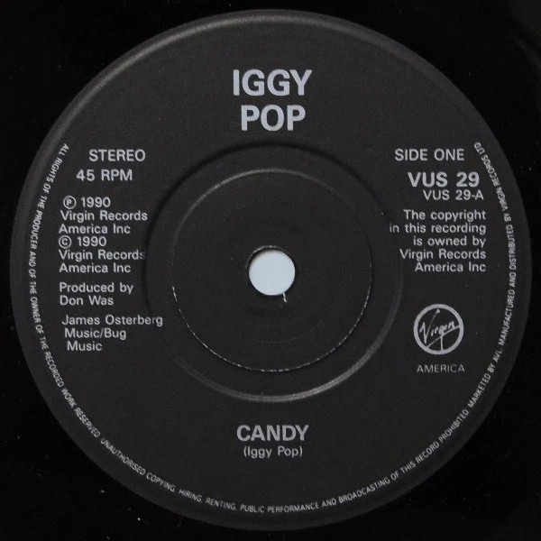 IGGY POP, Candy (Virgin America; VUS 29, UK 1990, Stickered Picture Sleeve) 7" VG/G+ - Image 3