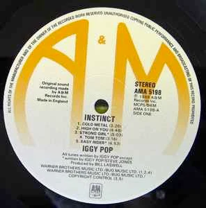 IGGY POP, Instinct (A&M; AMA 5198 , UK 1988, Inner) LP VG/VG - Image 3