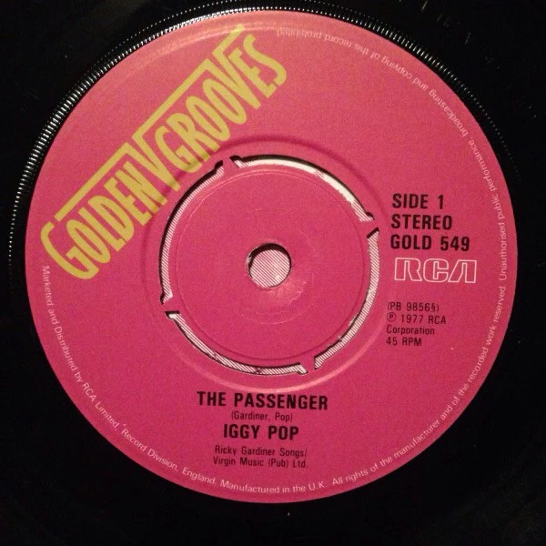 IGGY POP, The Passenger / Nightclubbing (RCA; GOLD 549, UK 1982, Flipback Sleeve, 4-Prong Push Out Centre) 7" VG/VG - Image 3
