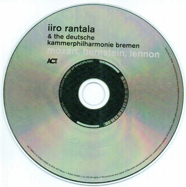 IIRO RANTALA, DIE DEUTSCHE KAMMERPHILHARMONIE BREMEN, Mozart, Bernstein, Lennon (ACT; ACT 9868-2, Germany 2018) CD VG+/VG+ - Image 3
