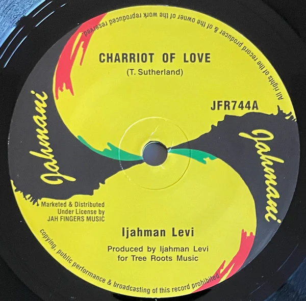 IJAHMAN LEVI, Charriot Of Love (Jahmani; JFR744, UK 2025 Reissue, Solid Centre) 7" /EX