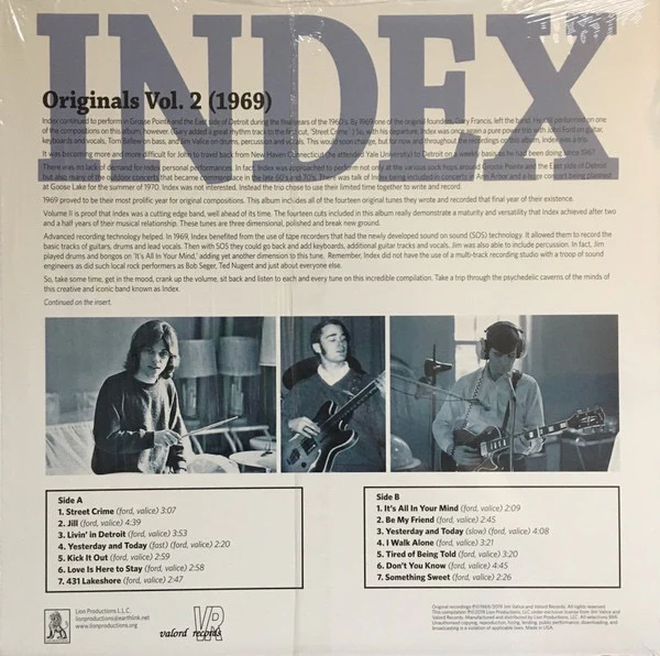 INDEX, Originals Vol. 2 (1969) (Lion Productions; Lion LP-177, US 2019, Insert), SALE - Up to 50% Off the Original Price  LP EX/EX - Image 2