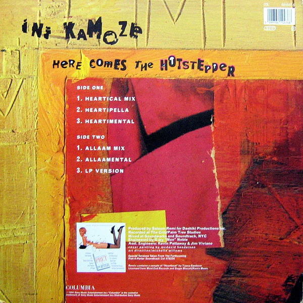 INI KAMOZE, Here Comes The Hotstepper (Columbia; COL 661047 6, Europe 1994, Picture Sleeve, Sticker) 12" VG+/VG+ - Image 2
