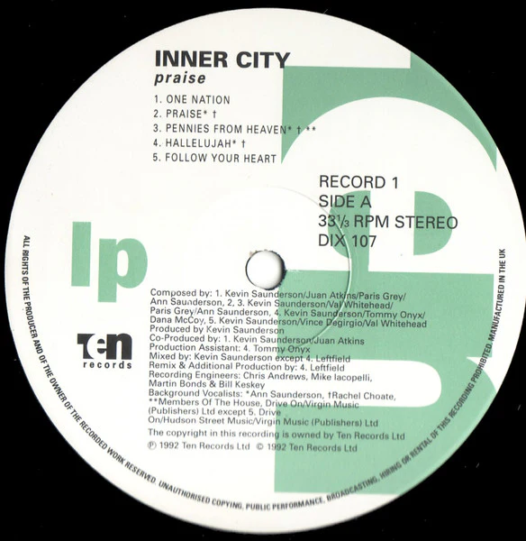 INNER CITY, Praise (10 Records; DIX 107, UK 1992, Insert, Bonus 12'') 2xLP VG/VG+ - Image 3