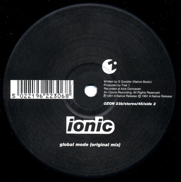 IONIC, Global Mode (Ozone Recordings; OZON 23, UK 1991, Plain Sleeve), SALE - Up to 50% Off the Original Price 12" /VG - Image 2