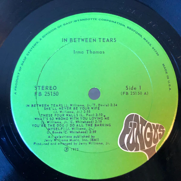 IRMA THOMAS, In Between Tears (Fungus; FB25150, US 1973) LP VG+/VG - Image 3